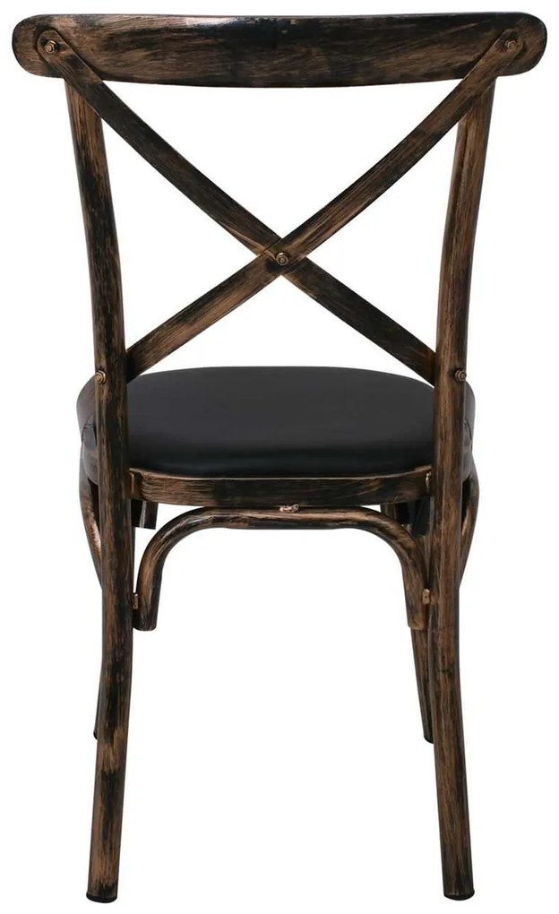 Καρέκλα MARLIN Μεταλική Black Gold/Μαύρο PU 52x46x91cm (Σετ 4 ΤΕΜ)
