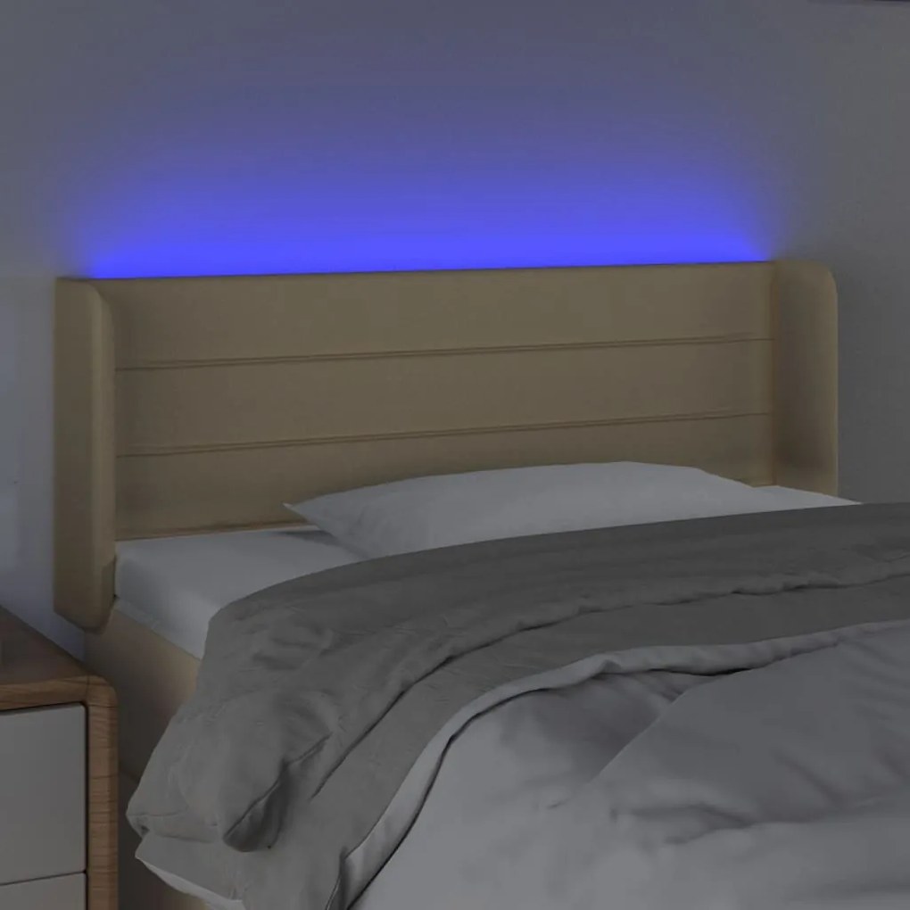 Κεφαλάρι Κρεβατιού LED Κρεμ 103x16x78/88 εκ. Υφασμάτινο 3123371