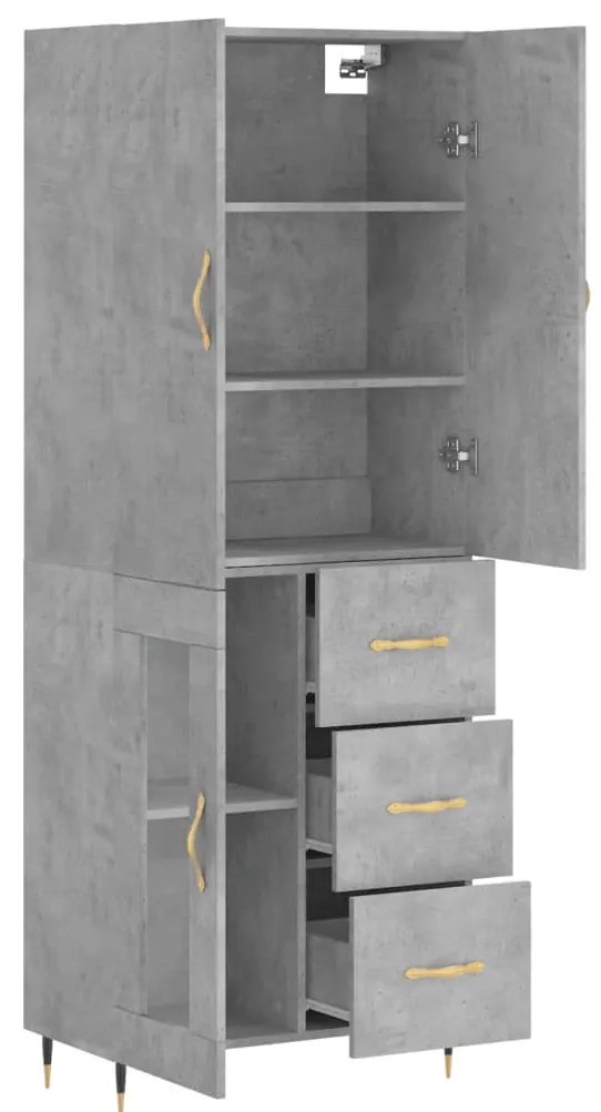 vidaXL Ντουλάπι Γκρι Σκυροδέματος 69,5x34x180 εκ. Επεξεργασμένο Ξύλο
