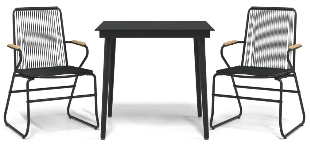 vidaXL Σετ Τραπεζαρίας Κήπου 3 Τεμαχίων Μαύρο από Ρατάν PVC