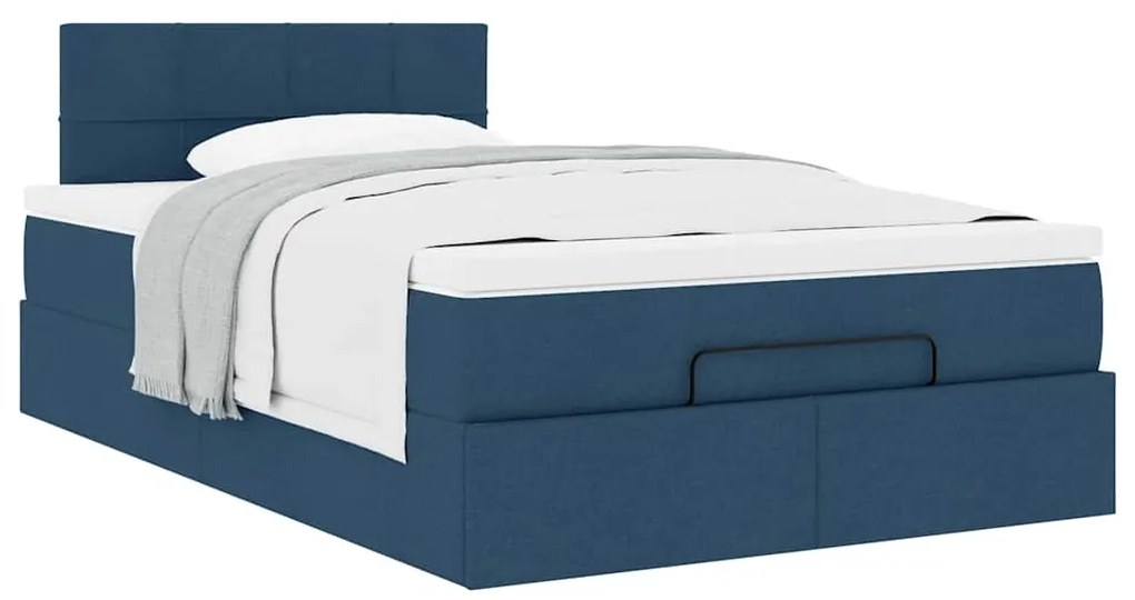 vidaXL Οθωμανικό κρεβάτι με στρώμα μπλε 120x200cm ύφασμα