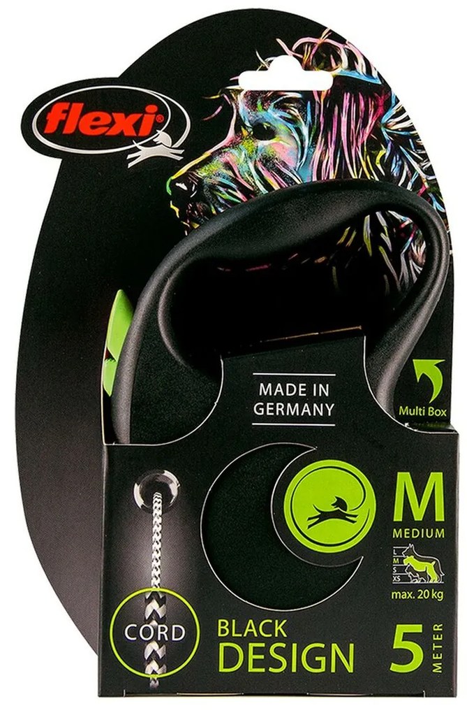 Λουρί Σκύλου Flexi BLACK DESIGN 5 m Μέγεθος M Πράσινο