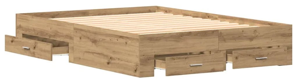 vidaXL Κρεβάτι με Συρτάρια με συρτάρι artisan δρυς 135 x 190 cm