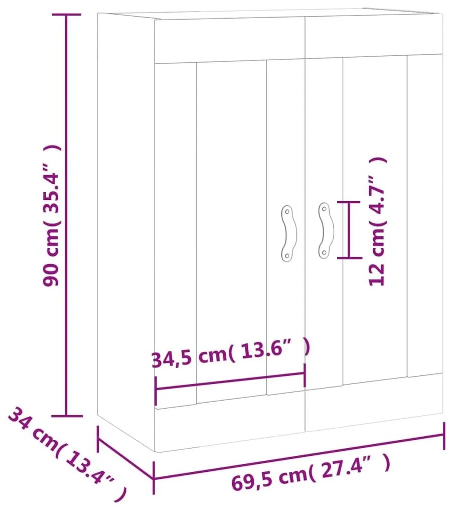 Ντουλάπι Τοίχου Γκρι Sonoma 69,5 x 34 x 90 εκ. - Γκρι