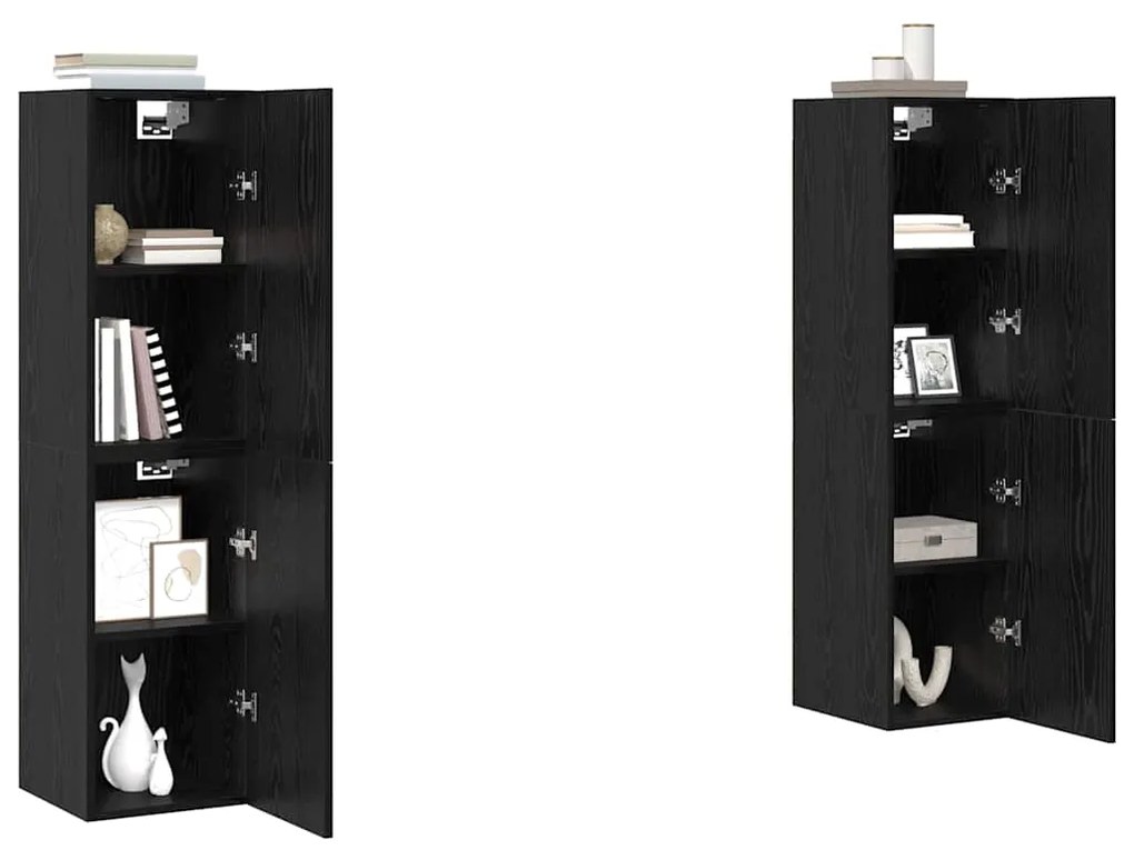 vidaXL Σετ επίπλου τηλεόρασης Επιτοίχιο Μαύρη Οξυά Επεξεργασμένο ξύλο