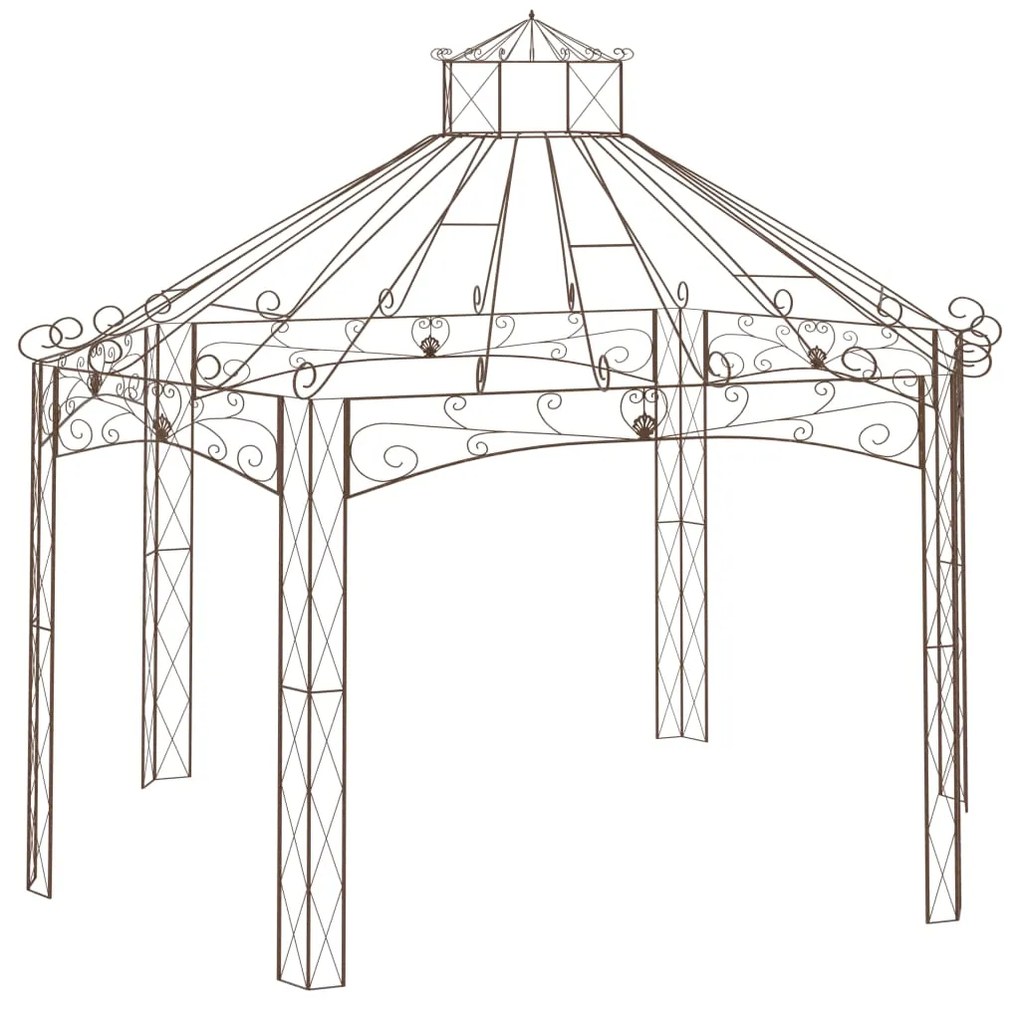 vidaXL Κιόσκι Κήπου Αντικέ Καφέ 558 x 350 x 408 εκ. Σιδερένιο