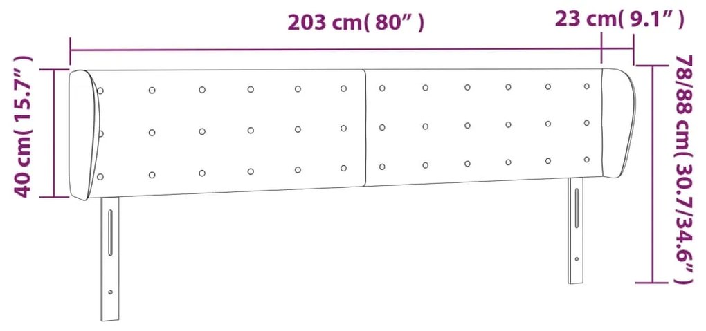 Κεφαλάρι με Πτερύγια Γκρι 203x23x78/88 εκ. Συνθετικό Δέρμα 3117256