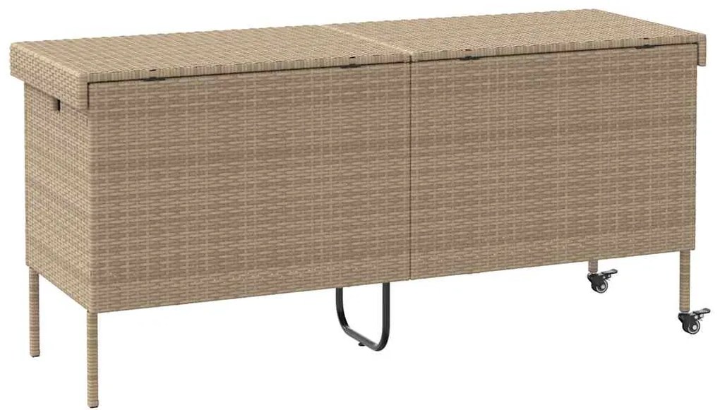 vidaXL Κουτί Αποθήκευσης Κήπου με Ρόδες 160x55x75 εκ. Συνθετικό Ρατάν