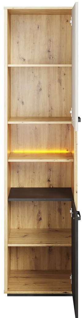 Βιβλιοθήκη  Qubic με φωτισμό LED Natural &amp; Graphite  QB-04