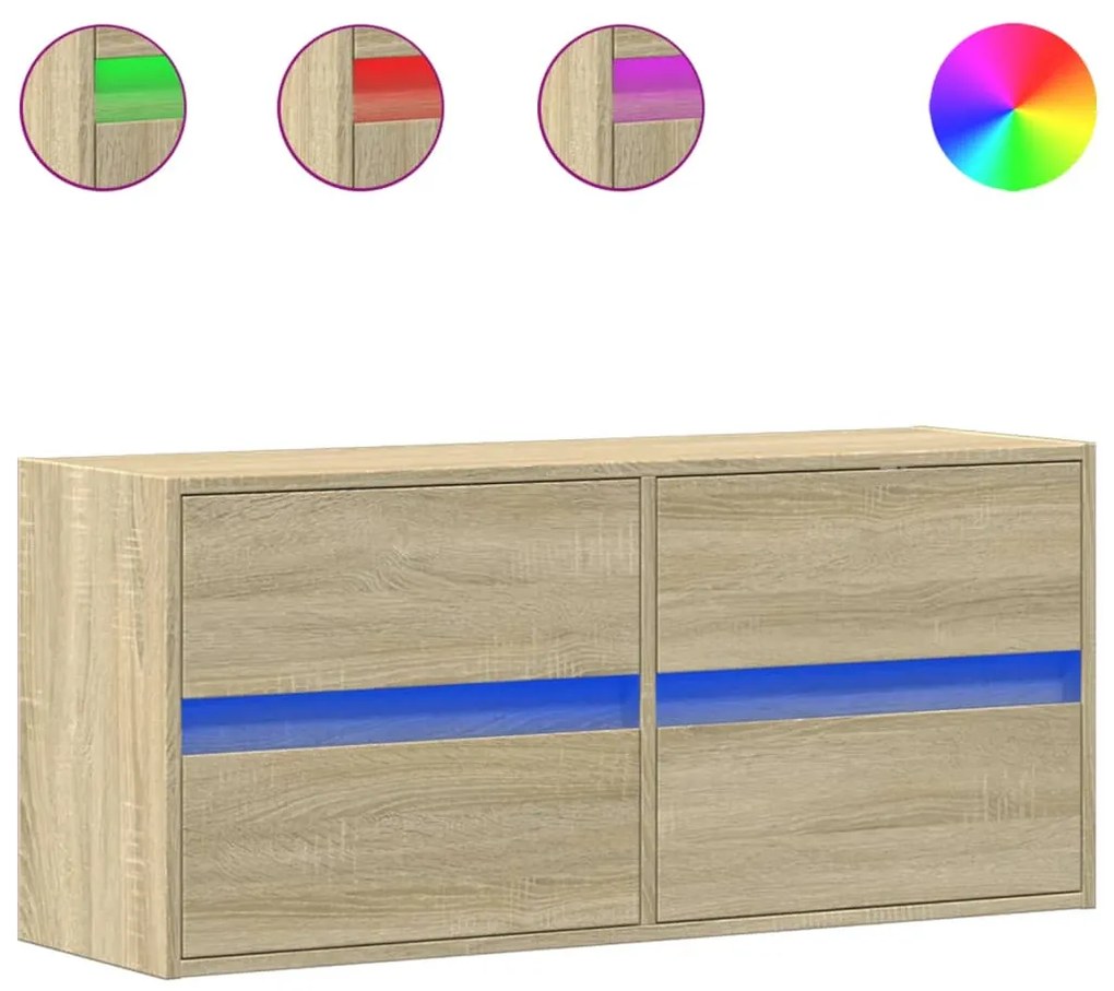 vidaXL Έπιπλο Τοίχου Τηλεόρασης με LED Sonoma Δρυς 100x31x45 εκ.