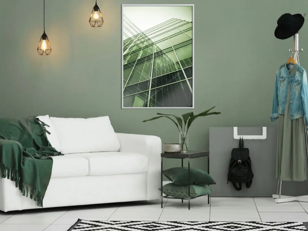 Αφίσα - Steel and Glass (Green) - 20x30 - Μαύρο - Χωρίς πασπαρτού