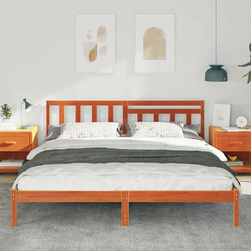 vidaXL Σκελετός Κρεβατιού Καφέ κεριού 180 x 200 cm Μασίφ ξύλο πεύκου