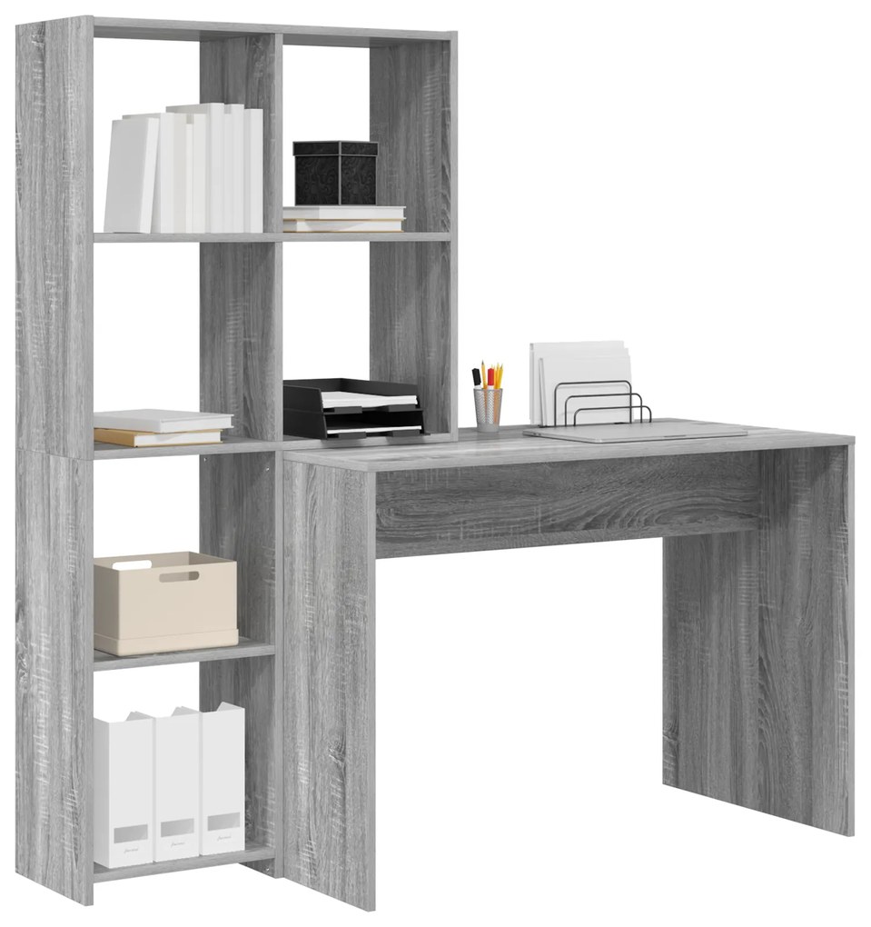 vidaXL Γραφείο Γκρι sonoma 138.5 x 55 x 143 εκ Επεξεργασμένο ξύλο