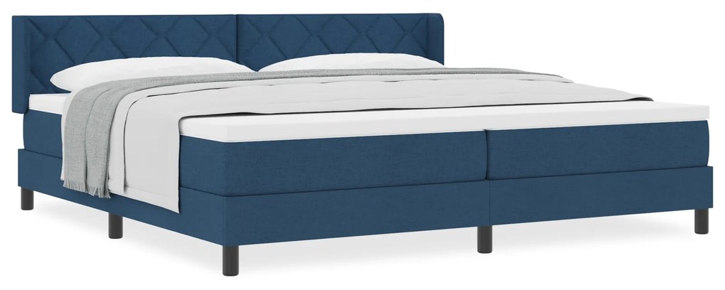 vidaXL Κρεβάτι Box Spring με στρώμα σε μπλε, 200cm x 200cm, ύφασμα
