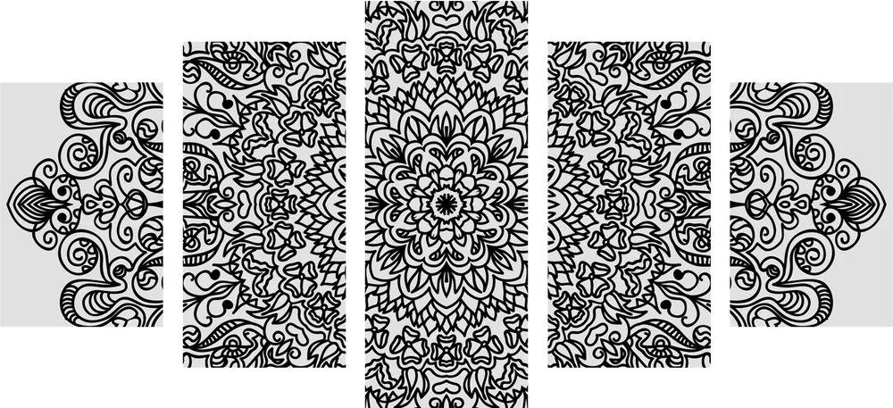 Στολίδι 5 τμημάτων με μοτίβο λουλουδιών σε ασπρόμαυρο - 100x50