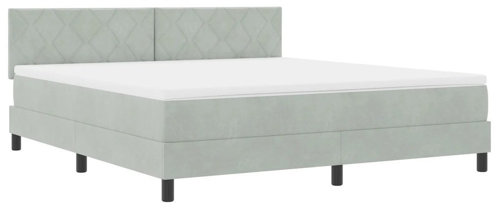 vidaXL Κρεβάτι Box Spring με Στρώμα σε Ανοιχτό Γκρι Super King Βελούδο
