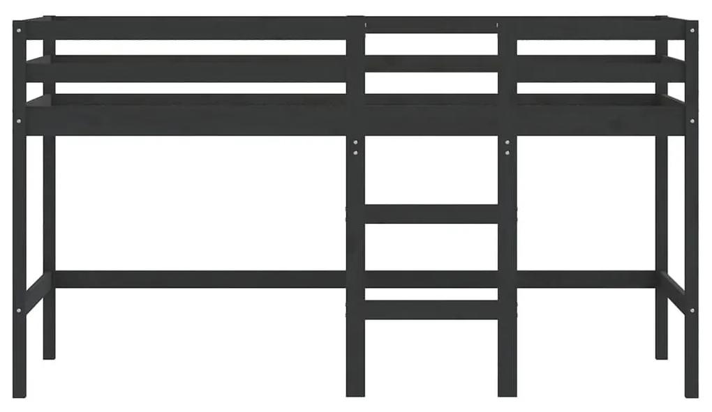 Υπερυψ. Κρεβάτι με Σκάλα Μαύρο 90 x 190 εκ. Μασίφ Ξύλο Πεύκου - Μαύρο
