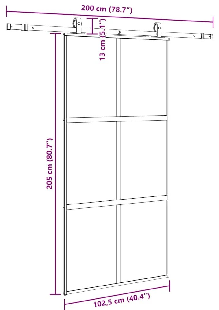 ΣΕΤ ΣΥΡΟΜΕΝΗΣ ΠΟΡΤΑΣ ΜΕ ΥΛΙΚΟ ΜΑΥΡΟ 102,5X205 CM 3375888