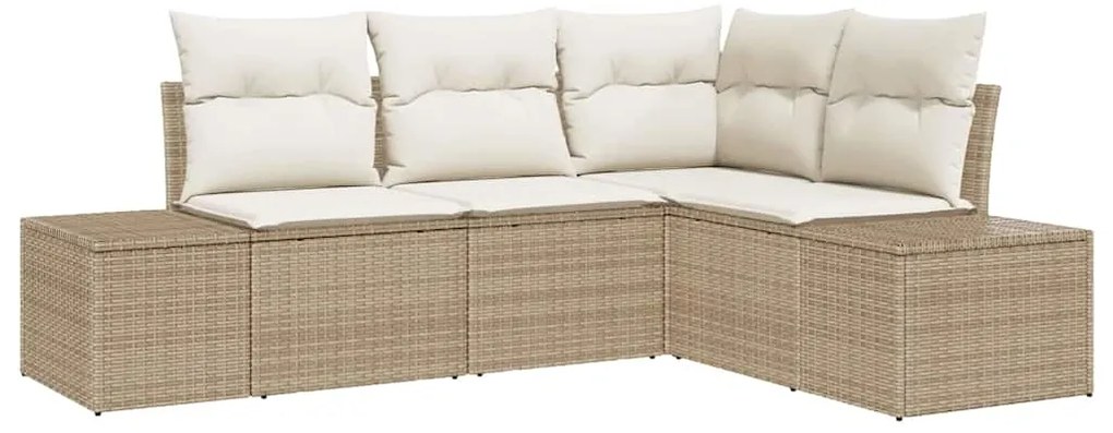 vidaXL Σετ Καναπέ Κήπου 4 pcs Μπεζ, Κρέμα Πολυ rattan, βαμμένο ατσάλι