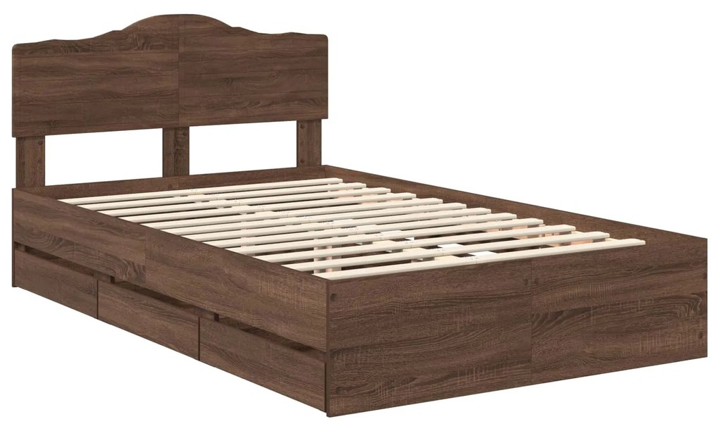 vidaXL Σκελετός Κρεβατιού Καφέ δρυς 120 x 200 cm Μηχανήματος Ξύλο