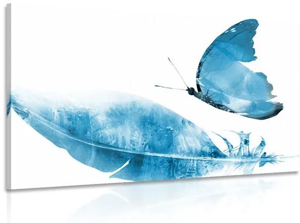 Φτερό εικόνας με πεταλούδα σε μπλε σχέδιο - 120x80