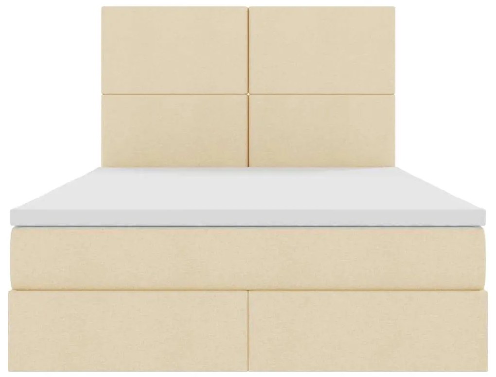 vidaXL Κρεβάτι Αποθήκης με στρώμα Κρέμ 140 x 200 cm Τεχνητό Δέρμα