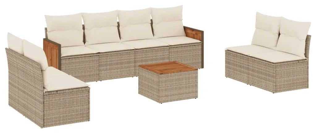 vidaXL Σαλόνι Κήπου Σετ 9 τεμ. Μπεζ Συνθετικό Ρατάν με Μαξιλάρια