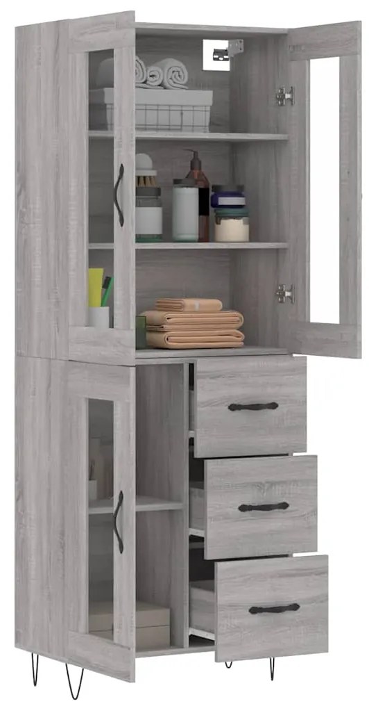 vidaXL Ντουλάπι Γκρι Sonoma 69,5 x 34 x 180 εκ. Επεξεργασμένο Ξύλο