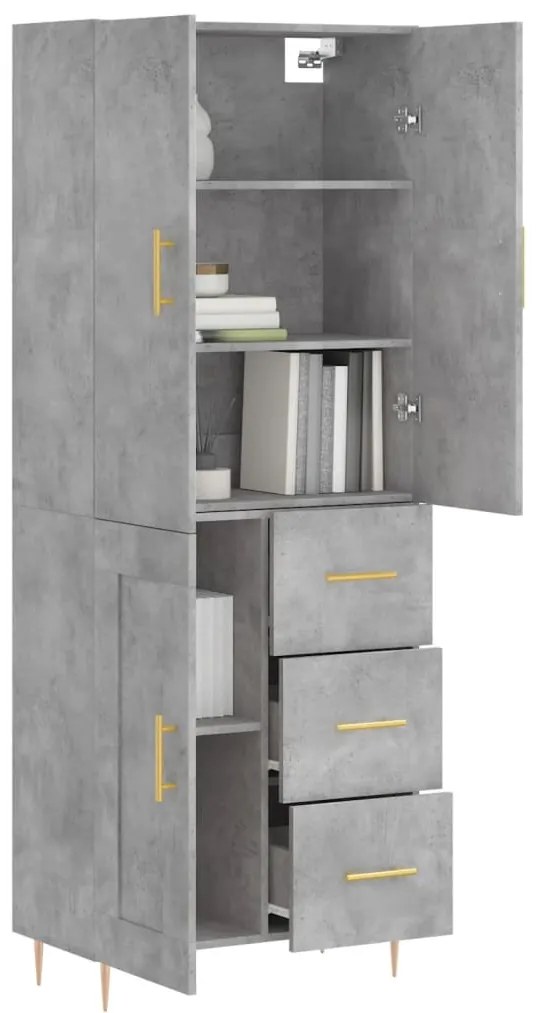 vidaXL Ντουλάπι Γκρι Σκυροδέματος 69,5x34x180 εκ. Επεξεργασμένο Ξύλο