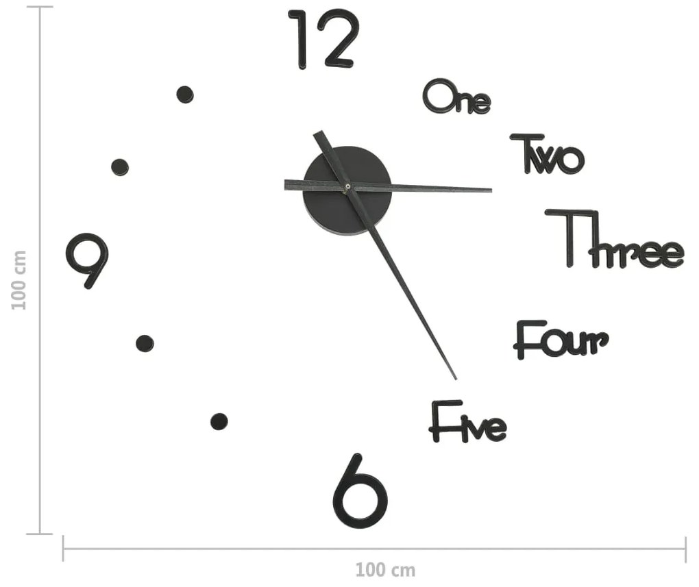 vidaXL Ρολόι Τοίχου Τρισδιάστατο Μοντέρνο Μαύρο 100 εκ. XXL
