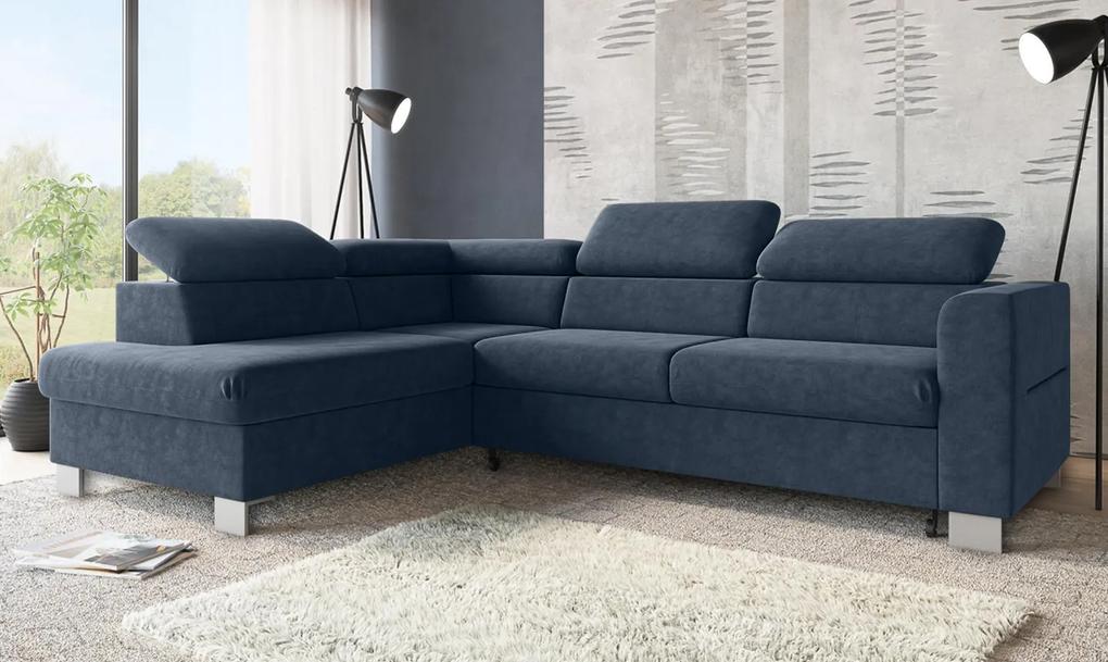Γωνιακός Καναπές Κρεβάτι Bella Μπλε με αποθηκευτικό χώρο 255x193x95cm - Αριστερή Γωνία - TED4589
