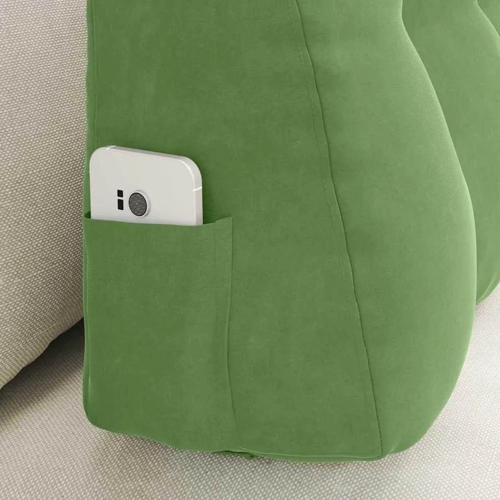 vidaXL Μαξιλάρι Πλάτης Ανοιχτό Πράσινο 80 x 24 x 50 εκ Βελούδο