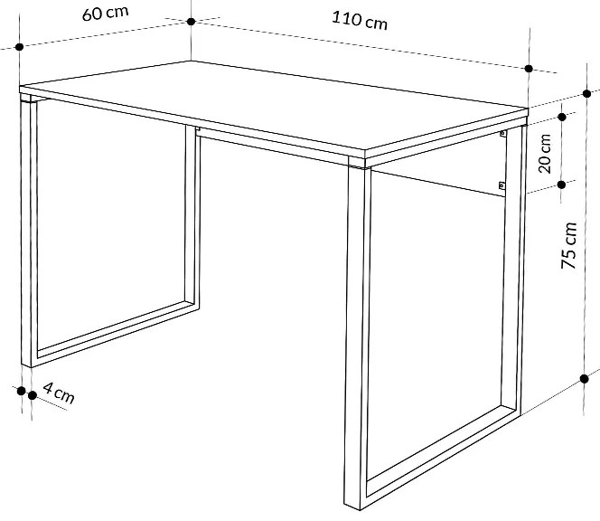 Γραφείο εργασίας Inna Megapap χρώμα sapphire oak - λευκό 110x60x75εκ.
