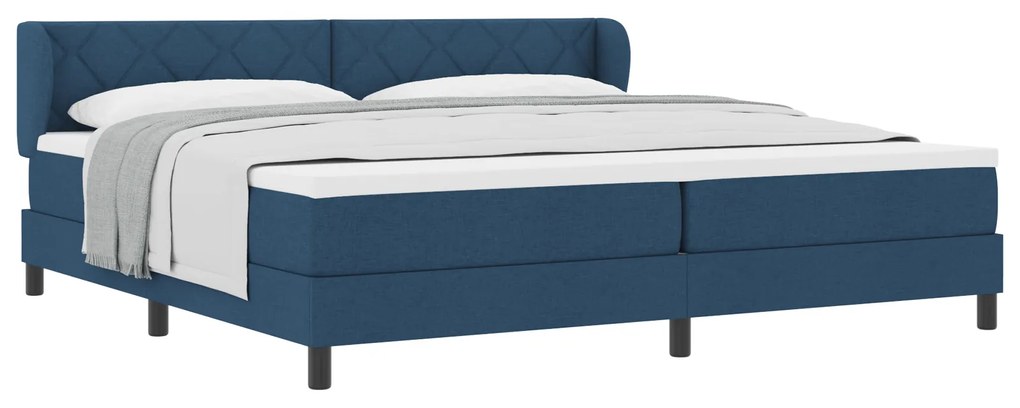 vidaXL Κρεβάτι Box Spring με στρώμα Μπλε 200x200 εκ. Υφάσματος