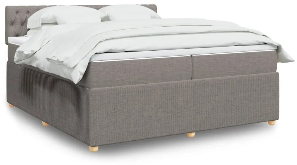 Κρεβάτι Boxspring με Στρώμα Taupe 200x200 εκ. Υφασμάτινο