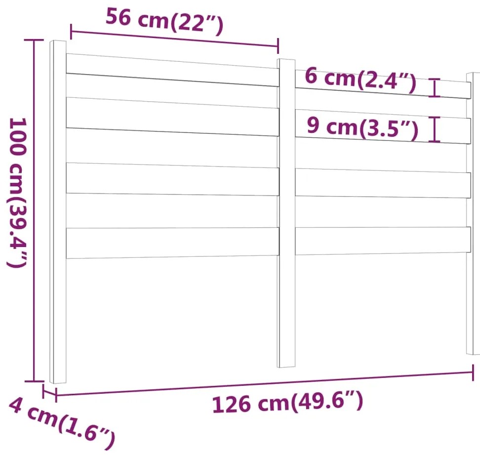 vidaXL Κεφαλάρι Κρεβατιού Λευκό 126 x 4 x 100 εκ. Μασίφ Ξύλο Πεύκου