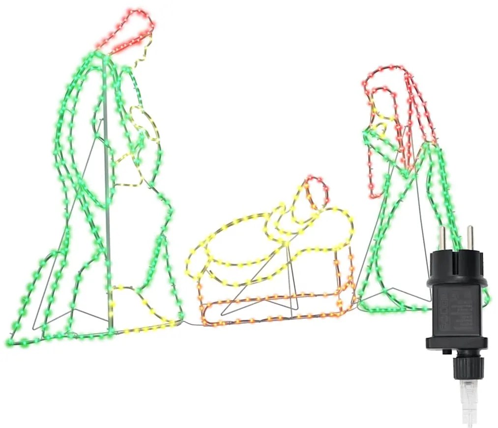 vidaXL Φωτισμένο Σκηνικό Γεννηθέντος Πολύχρωμο 112 x 72 εκ PVC