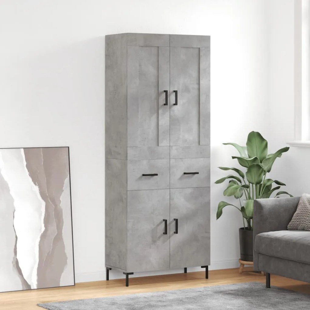 vidaXL Ντουλάπι Γκρι Σκυροδέματος 69,5x34x180 εκ. Επεξεργασμένο Ξύλο