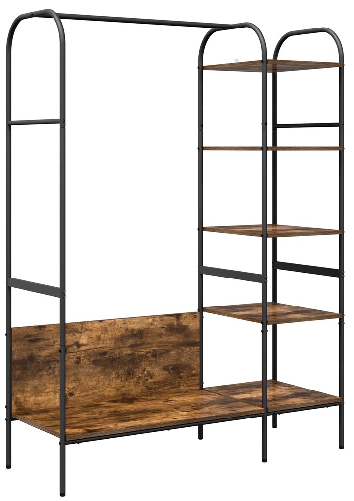 vidaXL Ράφι Ρούχων με ράφια Καπνιστή Δρυς 120x44x160 εκ. Μηχανικά Επεξεργασμένο Ξύλο