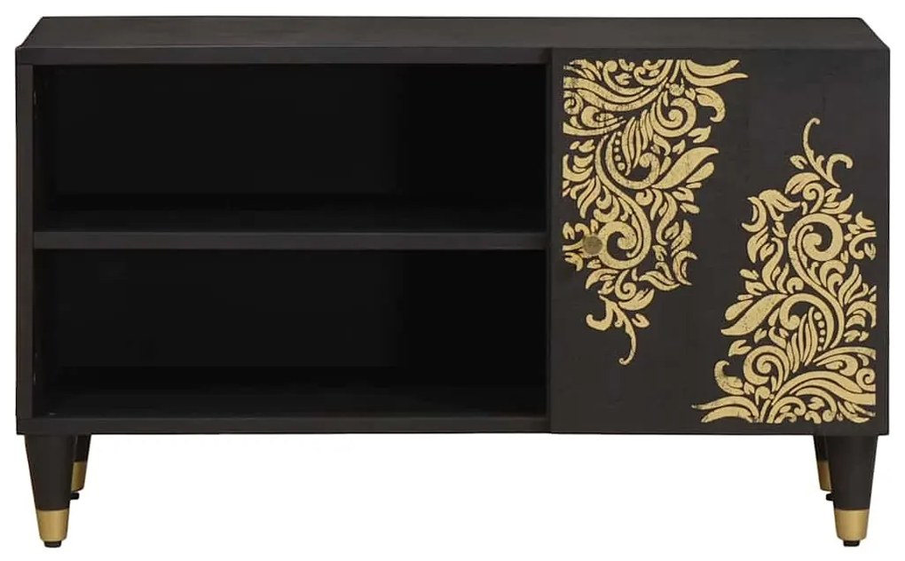 vidaXL Ντουλάπι TV με ράφι Μαύρο 80 x 33 x 46 εκ Στερεό ξύλο μάνγκο