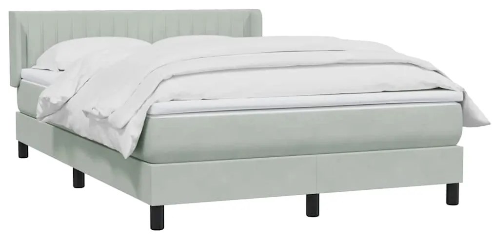 vidaXL Κρεβάτι Boxspring με Στρώμα Ανοιχτό Γκρι 160x210 εκ. Βελούδινο