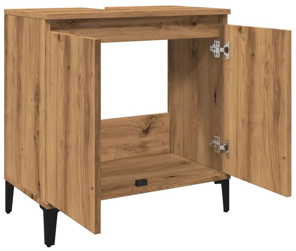 Ντουλάπι Νιπτήρα τεχνίτης Δρυς 58x33x60 εκ. Επεξεργασμένο Ξύλο - Καφέ