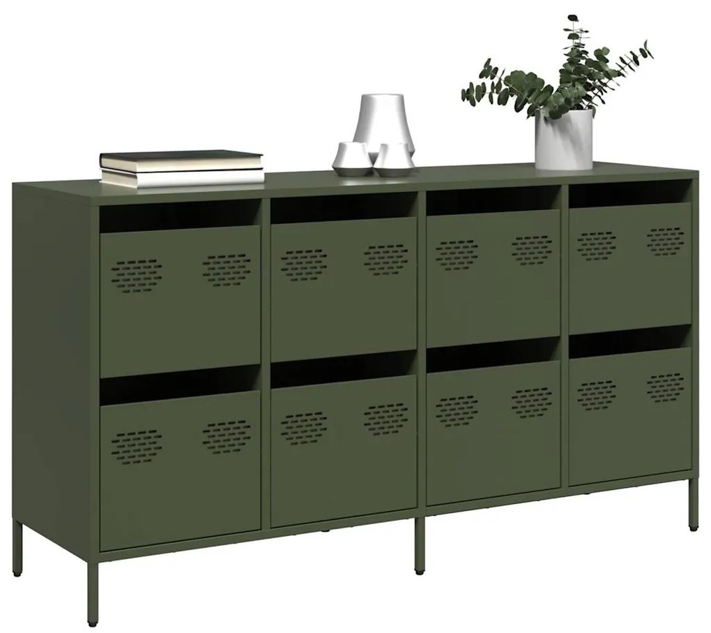 vidaXL Sideboard Ελαιοπράσινο 135x39x73,5 cm Ατσάλι ψυχρής έλασης