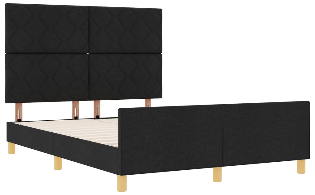 vidaXL Σκελετός Κρεβατιού με κεφαλάρι Μαύρο 140 x 200 cm ύφασμα
