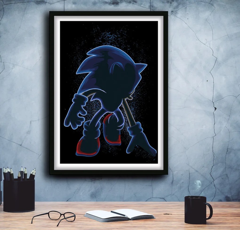 Πόστερ &amp; Κάδρο Sonic the Hedgehog GM184 30x40cm Μαύρο Ξύλινο Κάδρο (με πόστερ)