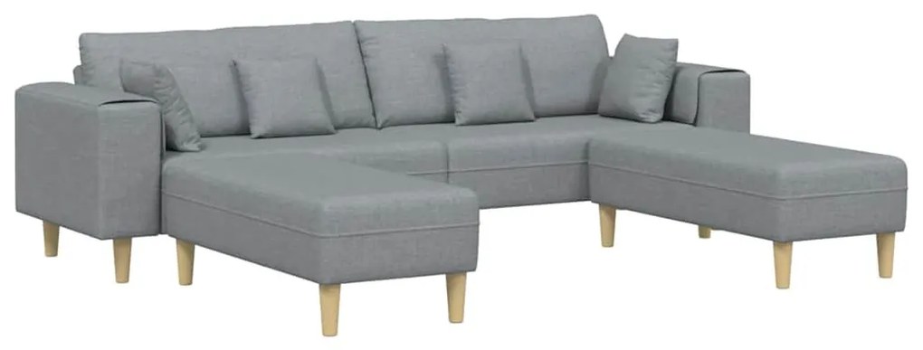 vidaXL Υφασμάτινος καναπές με μαξιλάρι 3 pcs Ανοιχτό γκρι 208 εκ. ύφασμα
