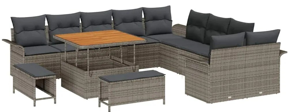 vidaXL Σετ Καναπέ Κήπου 13 pcs Γκρι συνθετικό ρατάν