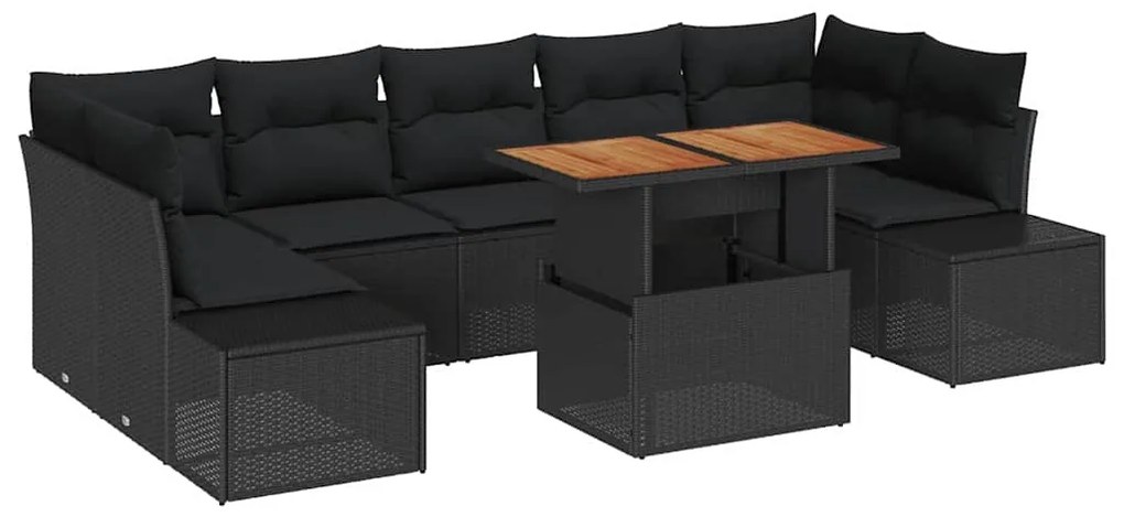 vidaXL Σέτ φαγητού για κήπο 8 pcs Μαύρο, Καφέ 100 x 55 x 73 εκ