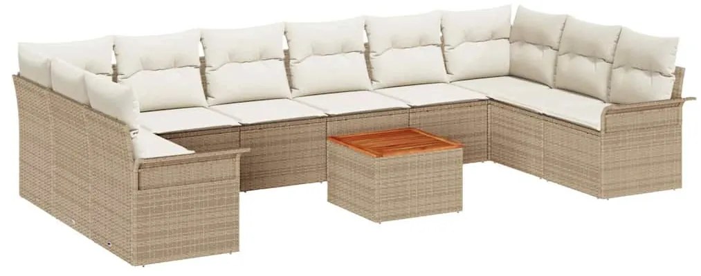 vidaXL Σετ Καναπέ Κήπου με μαξιλάρι 11 pcs Μπεζ, Κρέμα 55 x 55 x 37 εκ