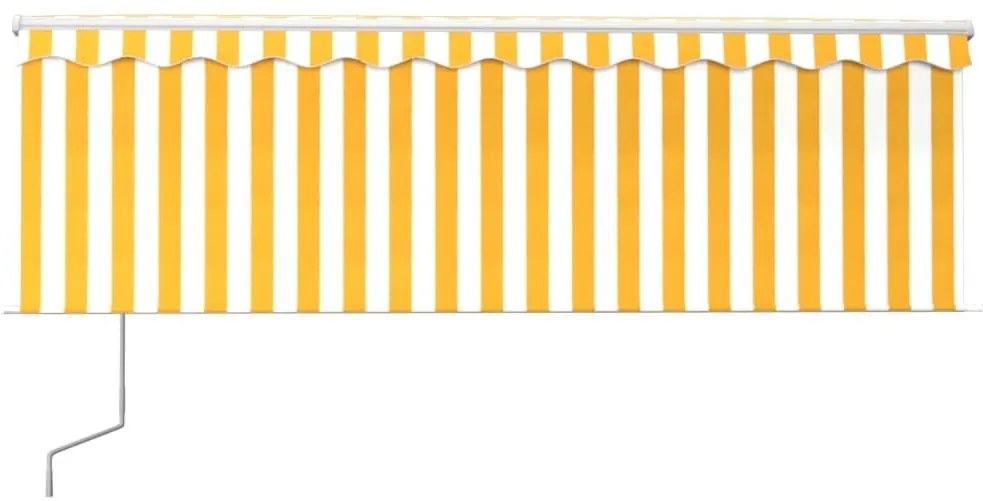 Τέντα Αυτόματη με Σκίαστρο/LED/Αισθ. Ανέμου Κίτρ/Λευκό 4,5x3 μ. - Κίτρινο
